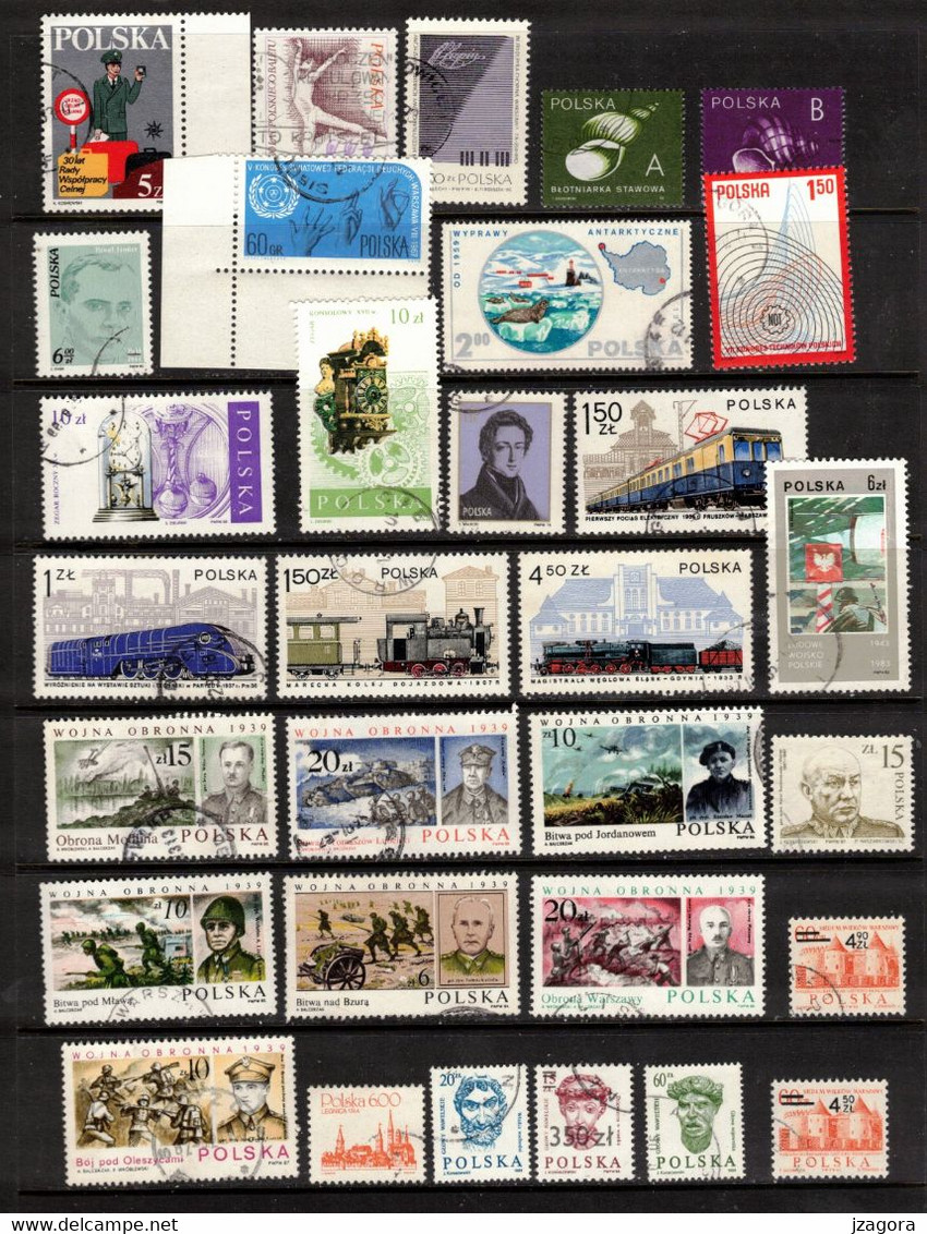 POLAND POLEN POLOGNE COLLECTION 62 USED STAMPS MOSTLY WITH GUM Boats Coins - Collezioni