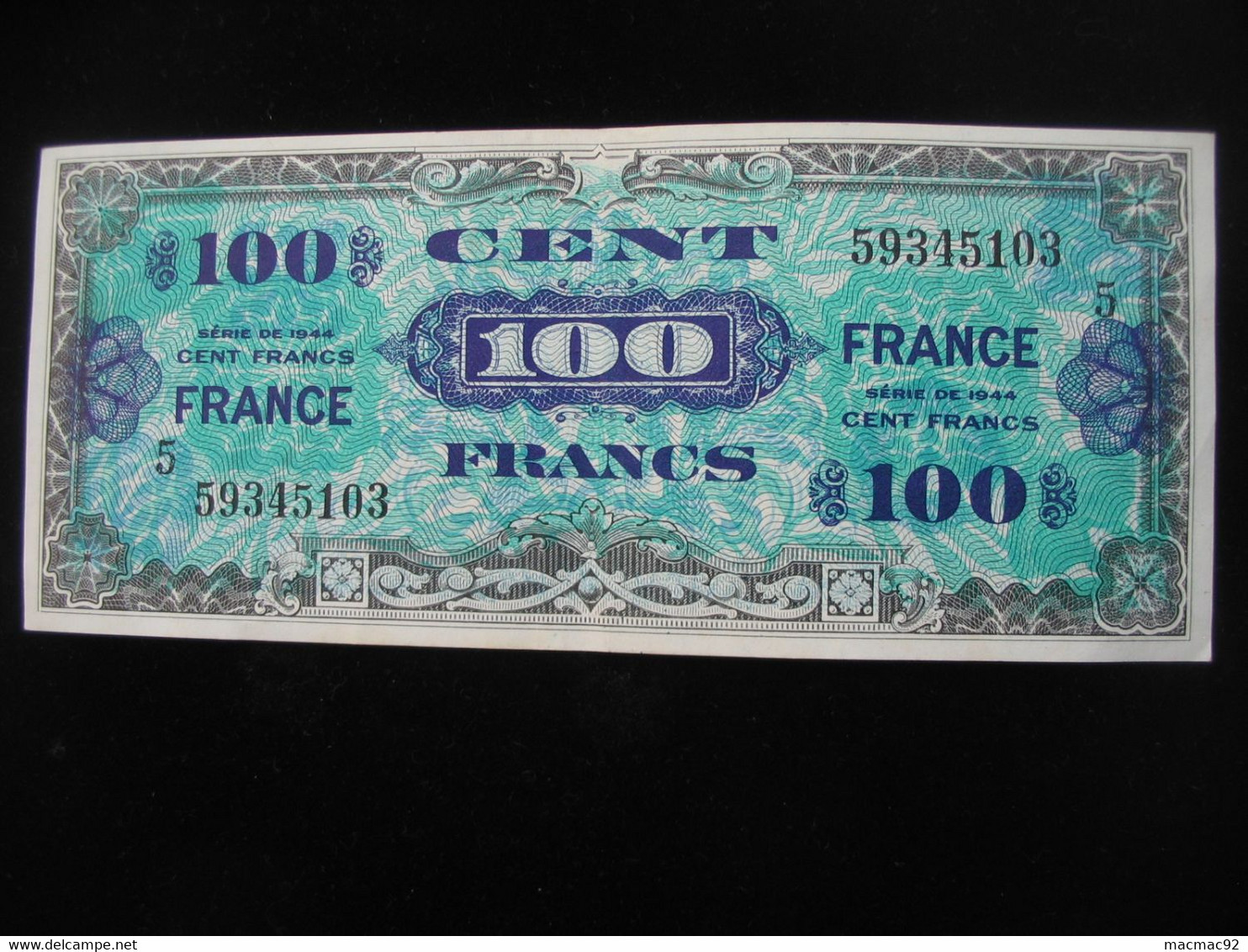 100 Francs - FRANCE - Série 5 - Billet Du Débarquement - Série De 1944 **** EN ACHAT IMMEDIAT ****. - 1945 Verso Frankreich