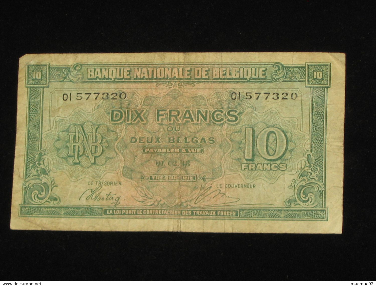 BELGIQUE - 10 Dix Francs - Tien Frank 1943 - Nationale Bank Van Belgie **** EN ACHAT IMMEDIAT ****. - Autres & Non Classés