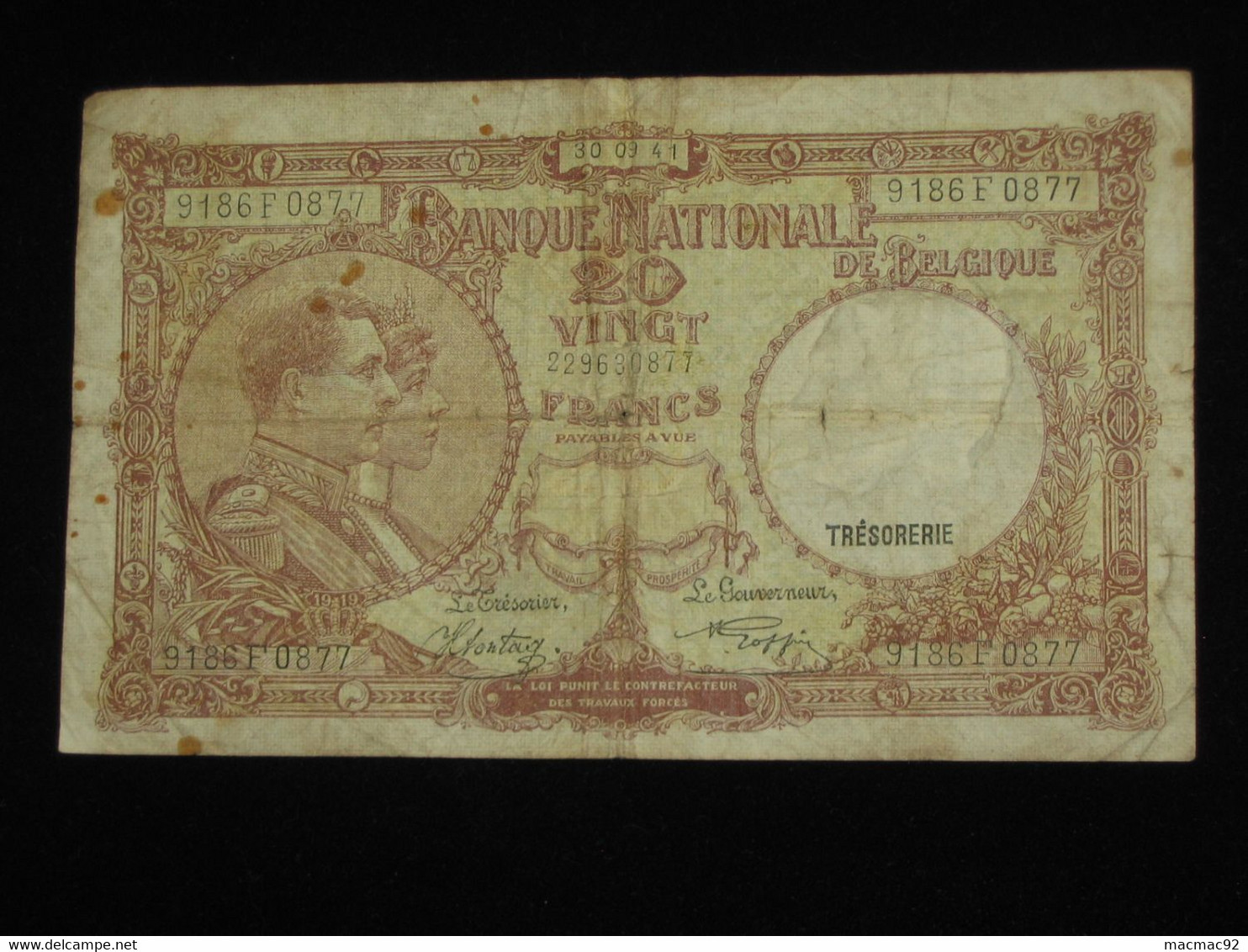 BELGIQUE - 20 Vingt Francs- Twintig Frank 1941 - Nationale Bank Van Belgie **** EN ACHAT IMMEDIAT ****. - Sonstige & Ohne Zuordnung