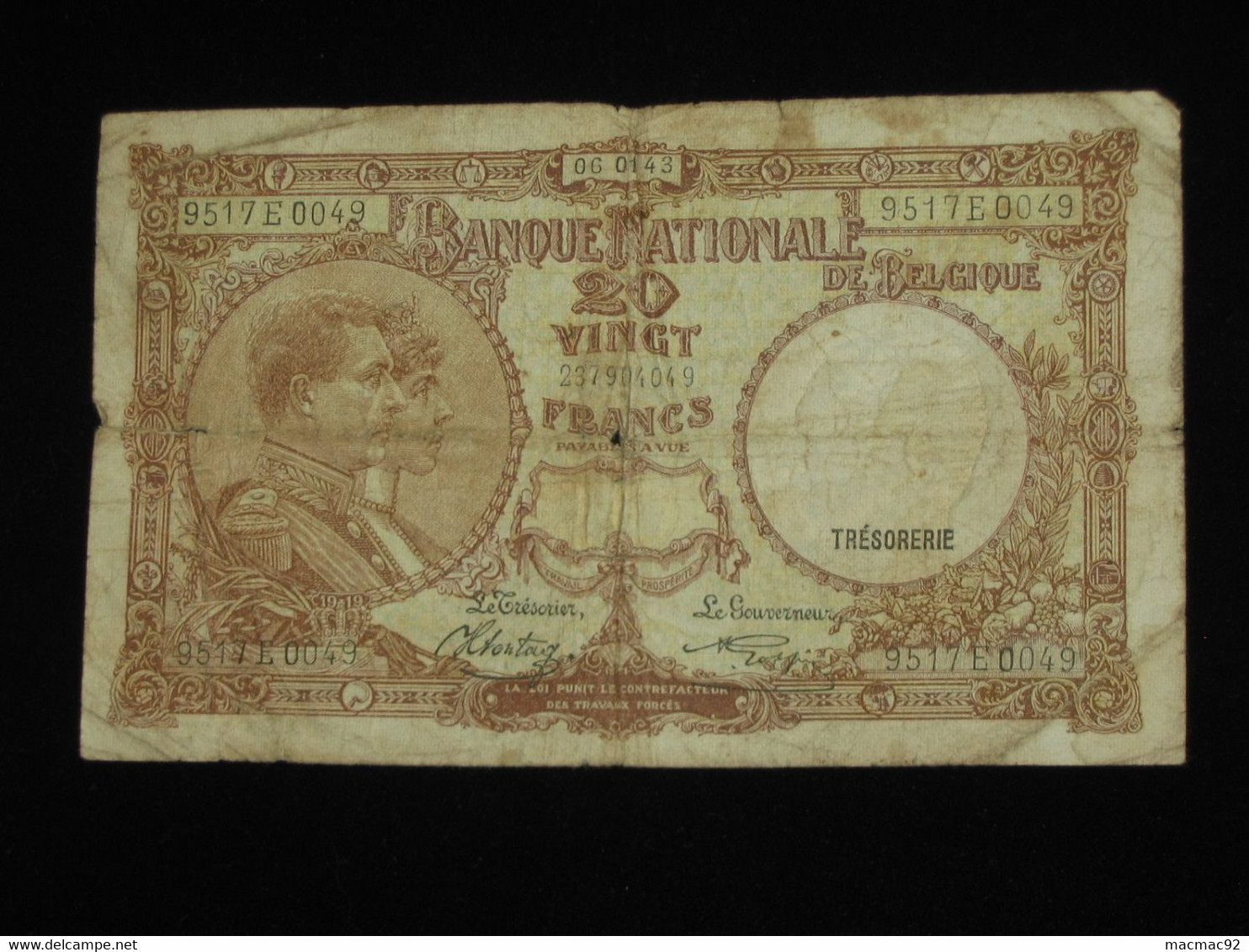 BELGIQUE - 20 Vingt Francs- Twintig Frank 1943 - Nationale Bank Van Belgie **** EN ACHAT IMMEDIAT ****. - Andere & Zonder Classificatie