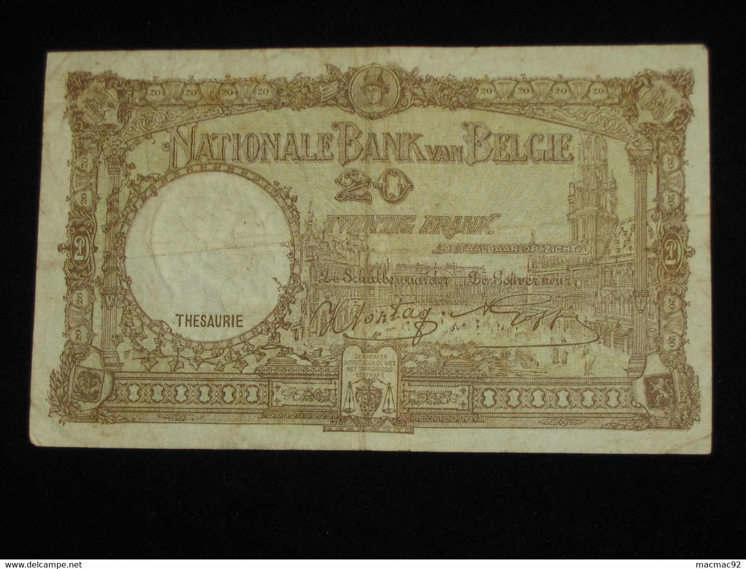 BELGIQUE - 20 Vingt Francs- Twintig Frank 1943 - Nationale Bank Van Belgie **** EN ACHAT IMMEDIAT ****. - Andere & Zonder Classificatie