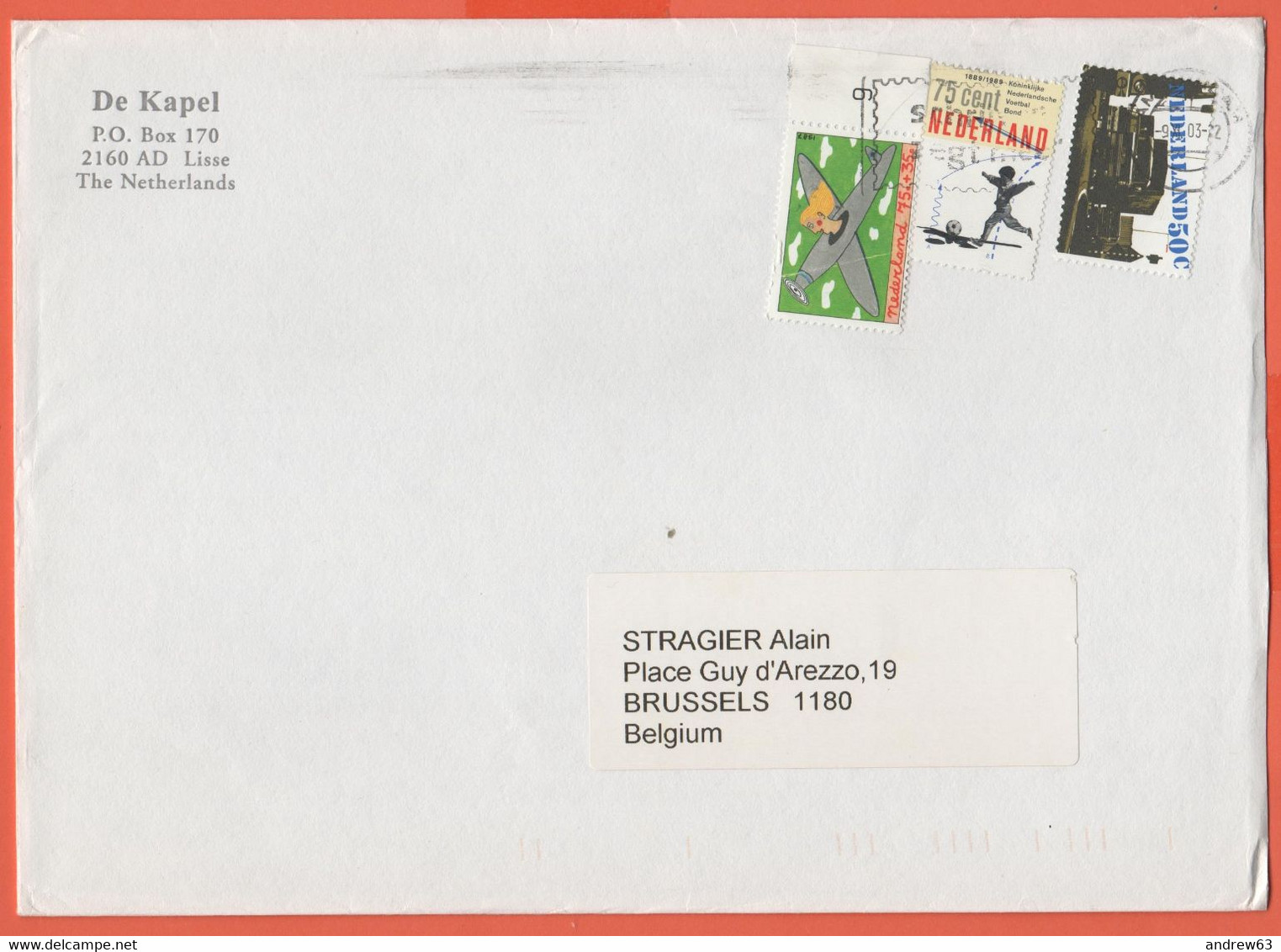 OLANDA - NEDERLAND - Paesi Bassi - 2003 - 3 Stamps - Medium Envelope - Viaggiata Da Lisse Per Brussels, Belgium - Storia Postale