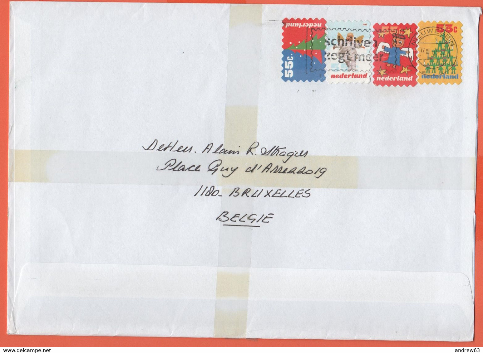 OLANDA - NEDERLAND - Paesi Bassi - 2003 - 4 Stamps - Medium Envelope - Viaggiata Da Nieuwegein Per Brussels, Belgium - Lettres & Documents