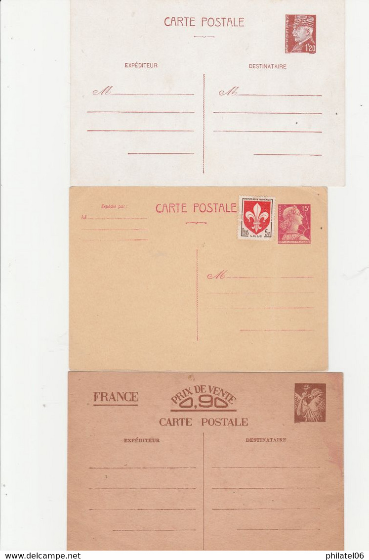 LOT D'ENTIERS POSTAUX DE FRANCE - Lots Et Collections : Entiers Et PAP