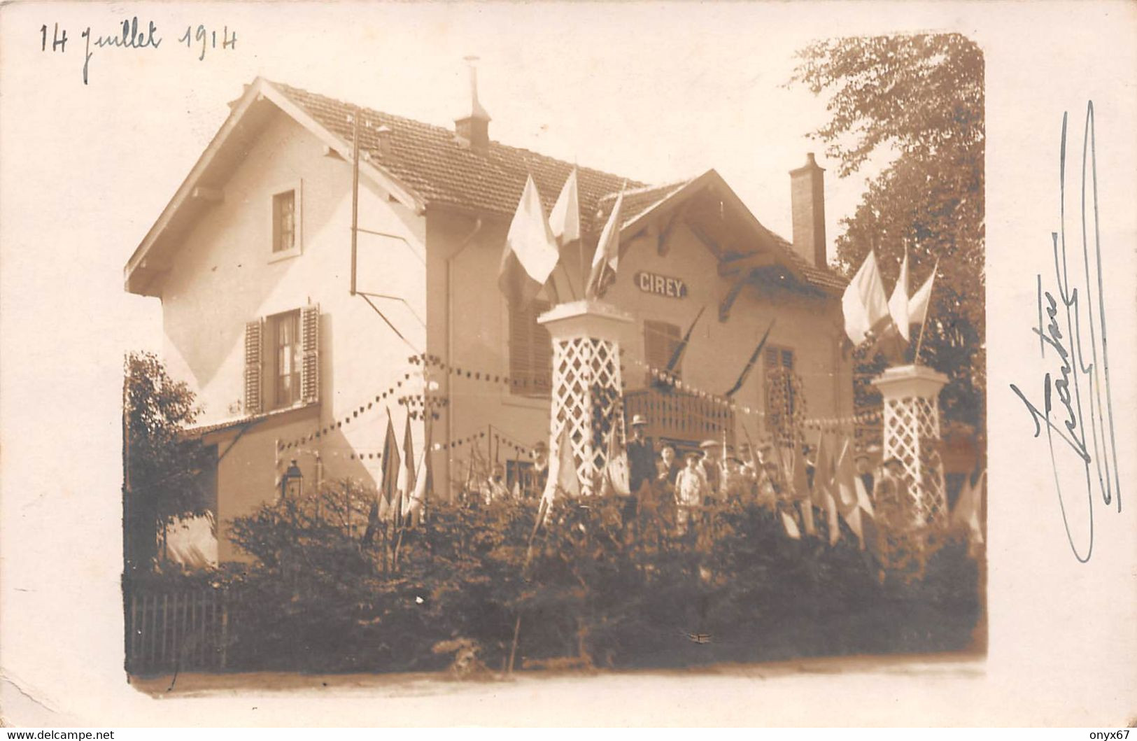 Carte Postale Photo CIREY SUR VEZOUZE-54-Meurthe Et Moselle-14 Juillet 1914-GARE-Bahnhof-Chemin De Fer - Cirey Sur Vezouze