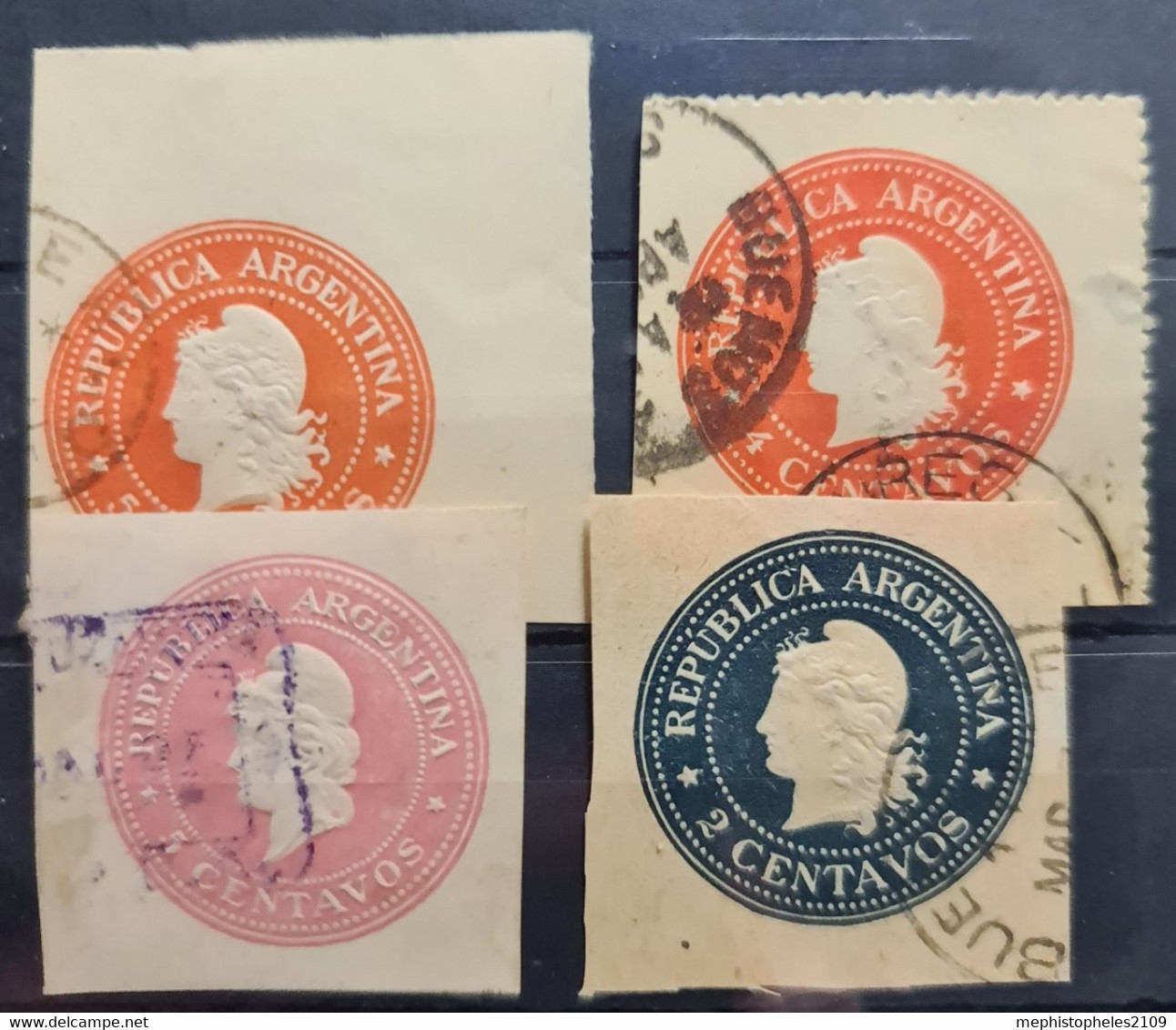 ARGENTINA - 4 Envelope Stamps - Used Stamps