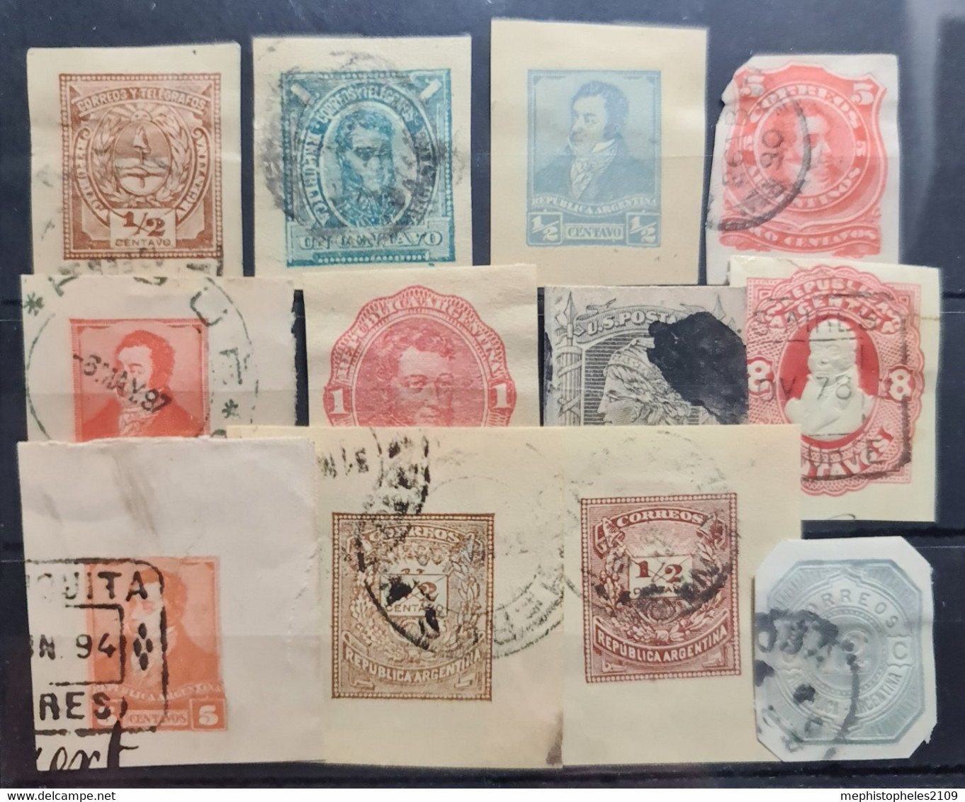 ARGENTINA - 12 Envelope Stamps - Used Stamps