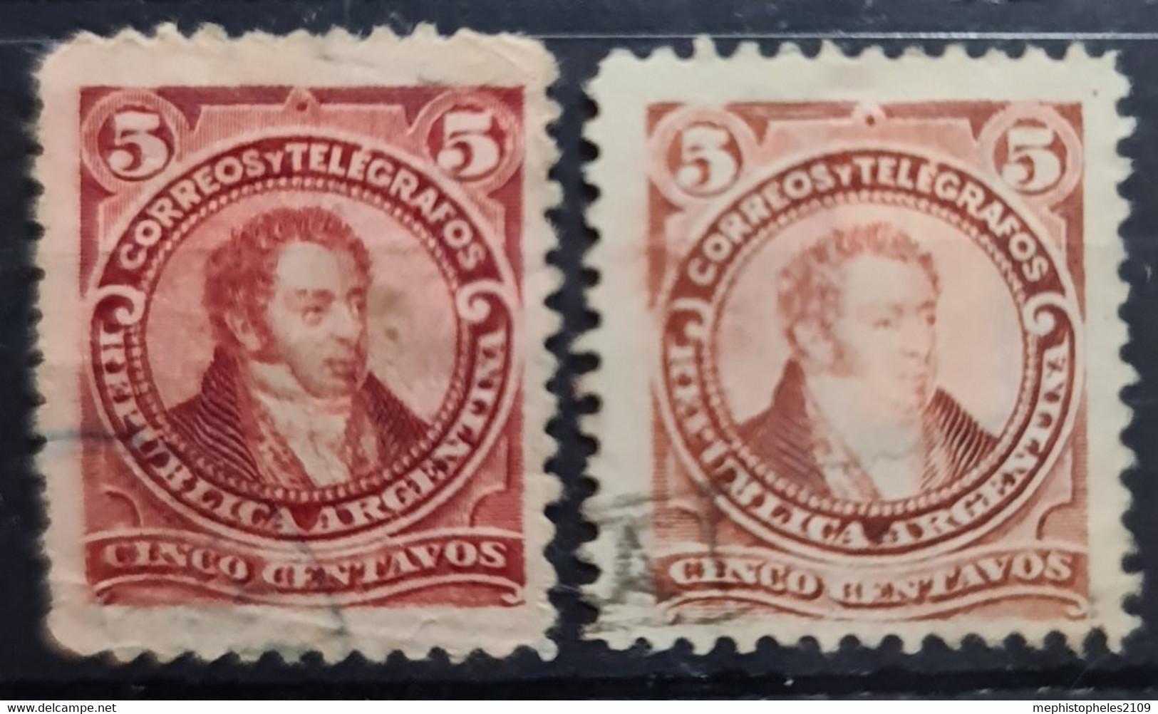 ARGENTINA 1890 - Canceled - Sc# 77 - 2 Color Variations - Usati