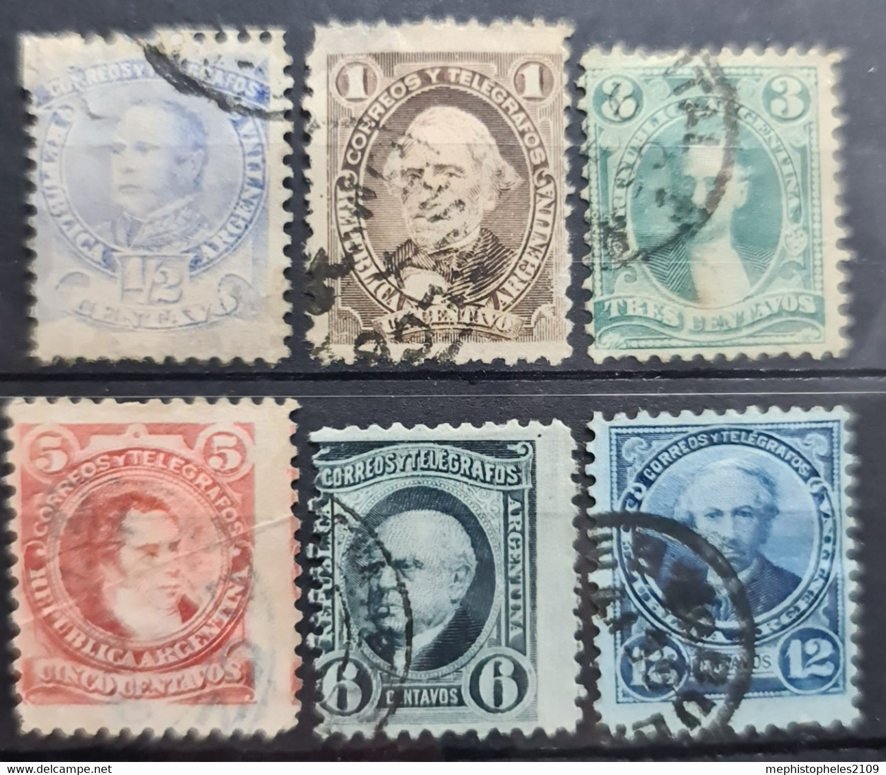 ARGENTINA 1888-89 - Canceled - Sc# 68-73 - Complete Set! - Used Stamps