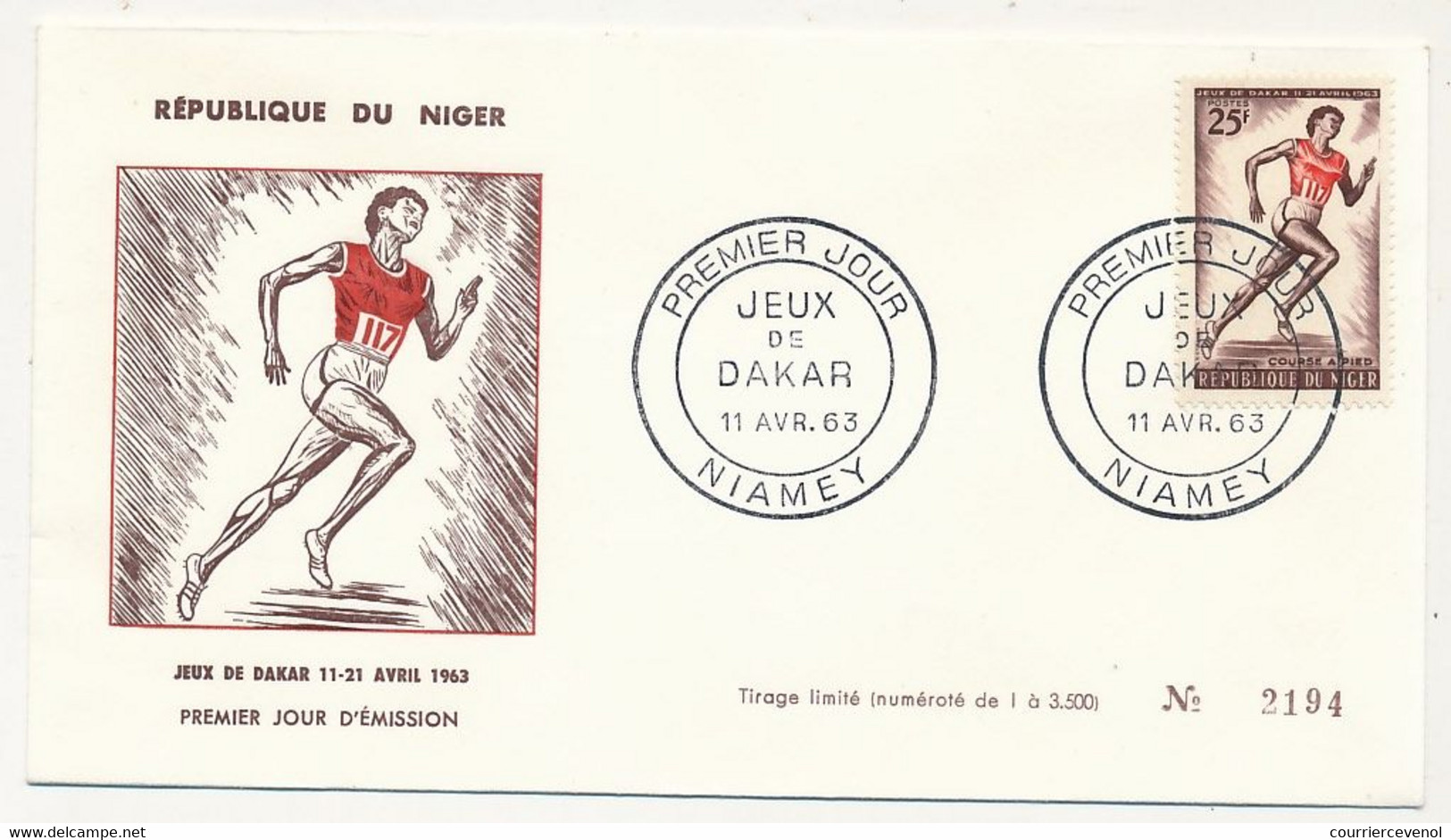 NIGER - 4 Enveloppes FDC - 2 Séries "JEUX DE DAKAR" - NIAMEY - 11 Avril 1963 - Andere & Zonder Classificatie