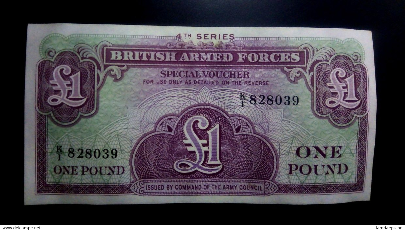 A6  ROYAUME UNI   BILLETS DU MONDE   BRITISH UNITED KINGDOM  BANKNOTES  1 Pound 1962 ARMED FORCES - Collections