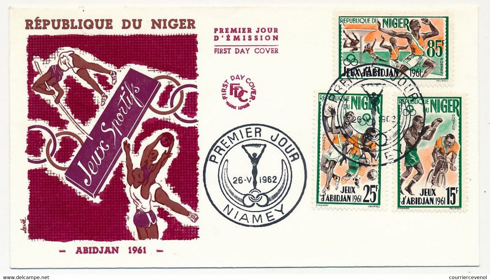 NIGER - 3 Enveloppes FDC - 2 Séries "JEUX D'ABIDJAN" - NIAMEY - 26/5/1962 - Other & Unclassified