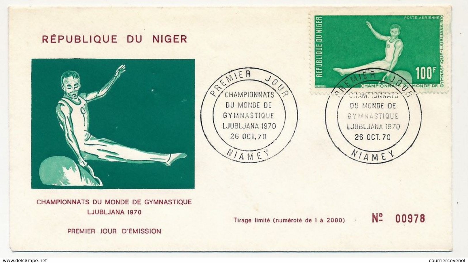 NIGER => 4 Enveloppes FDC => Championnats Du Monde De Gymnastique LJUBLJANA 1970 - NIAMEY - 26 Octobre 1970 - Gymnastique