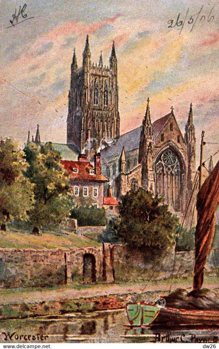 Worcester Cathedral - Illustration Arthur C. Payne - Raphaël Tuck & Sons 1906 - Worcester