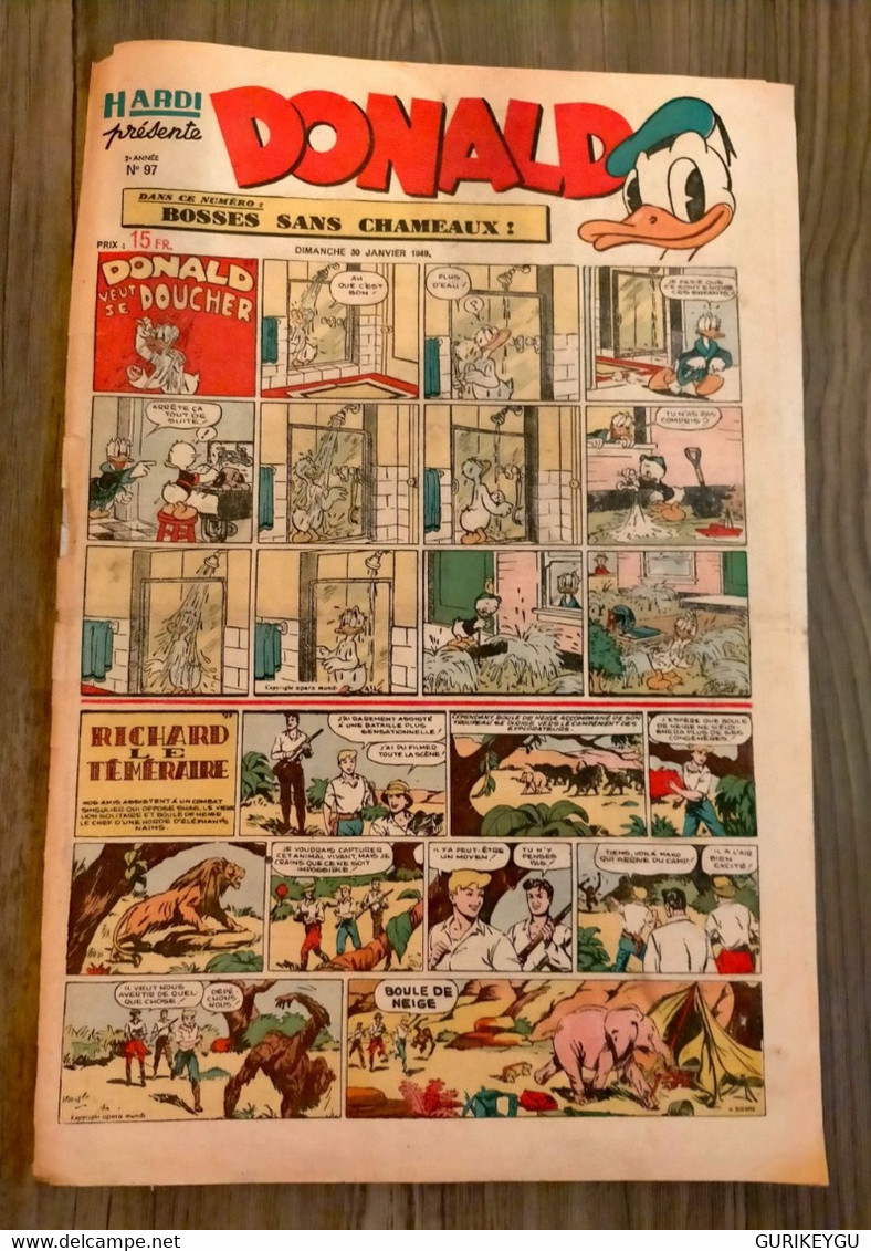 HARDI Présente DONALD N° 97 GUY L'ECLAIR Pim Pam Poum TARZAN  Richard Le Téméraire Jim MANDRAKE Luc Bradefer  30/01/1949 - Pif & Hercule