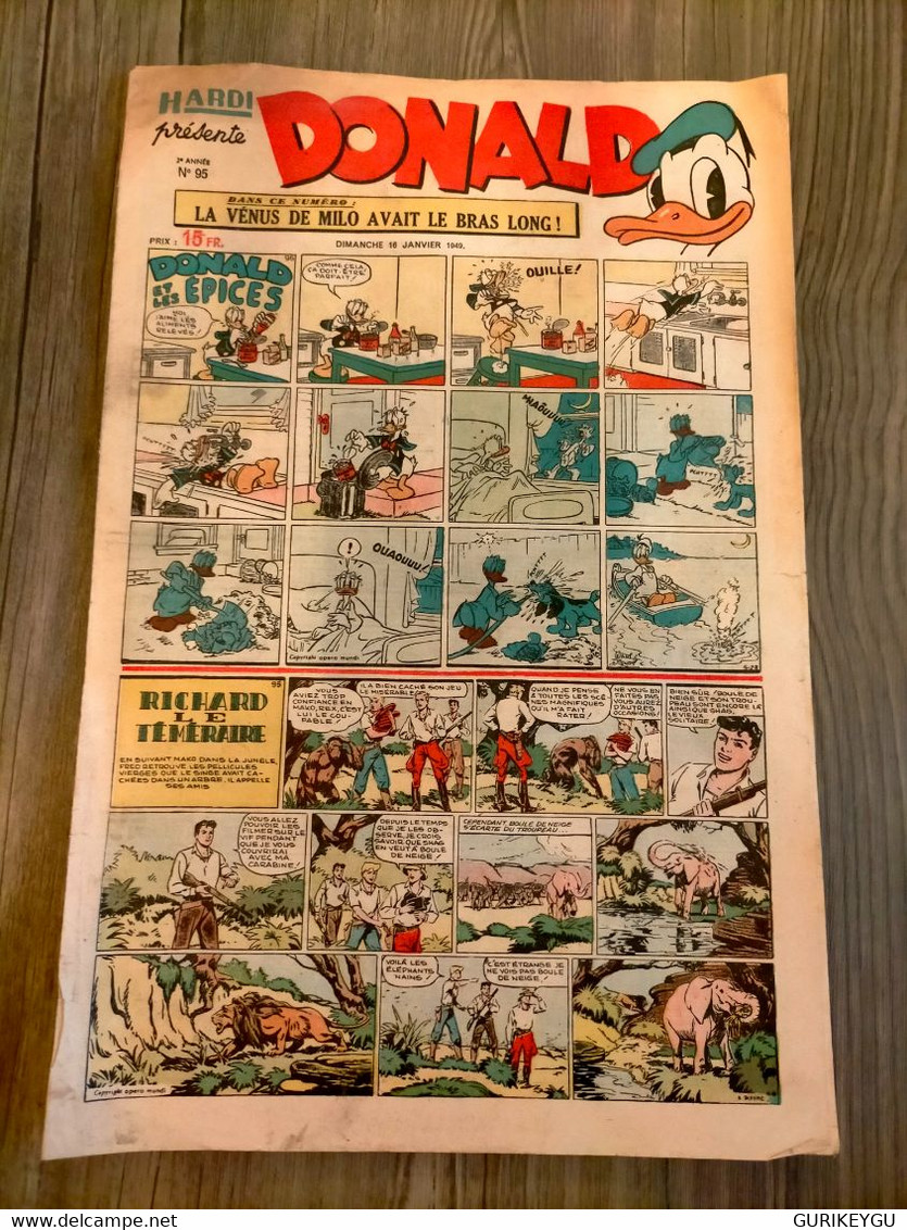 HARDI Présente DONALD N° 95 GUY L'ECLAIR Pim Pam Poum TARZAN  Richard Le Téméraire Jim MANDRAKE Luc Bradefer  16/01/1949 - Pif & Hercule