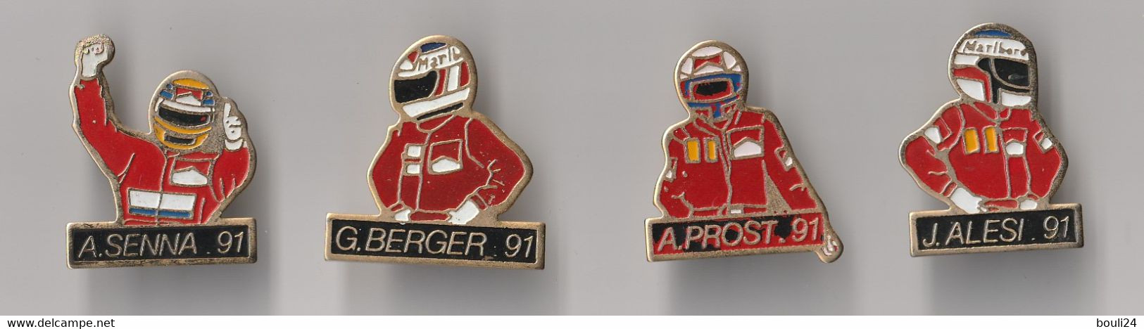 SOU -   LOT DE 4 PIN'S THEME AUTOMOBILE  F 1 PILOTES   BERGER  PROST SENNA ALESI - Car Racing - F1