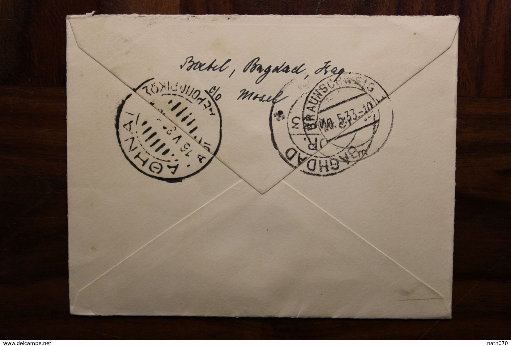 1933 Iraq Air Mail Cover Allemagne Irak Bagdad Mit Luftpost Par Avion Flugpost Braunschweig Via Athens Greece - Iraq