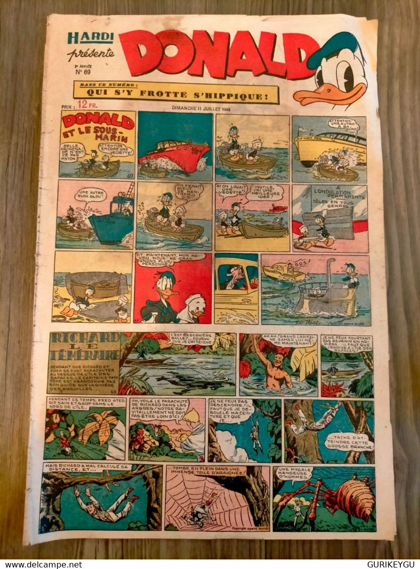 HARDI Présente DONALD N° 69 GUY L'ECLAIR Pim Pam Poum TARZAN  Richard Le Téméraire Jim MANDRAKE Luc Bradefer  11/07/1948 - Pif & Hercule