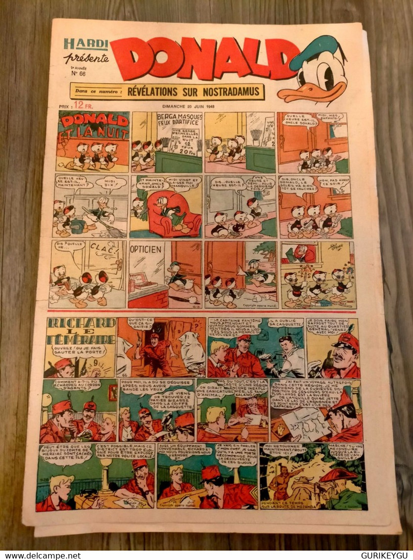 HARDI Présente DONALD N° 66 GUY L'ECLAIR Pim Pam Poum TARZAN  Richard Le Téméraire Jim MANDRAKE Luc Bradefer  20/06/1948 - Pif & Hercule