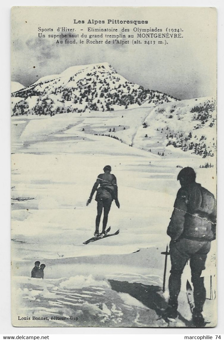 FRANCE CARTE CARD MONTGENEVRE ALPES SPORTS D'HIVER ELIMINATOIRE DES OLYMPIADES 1924 TREMPLIN - Hiver 1924: Chamonix