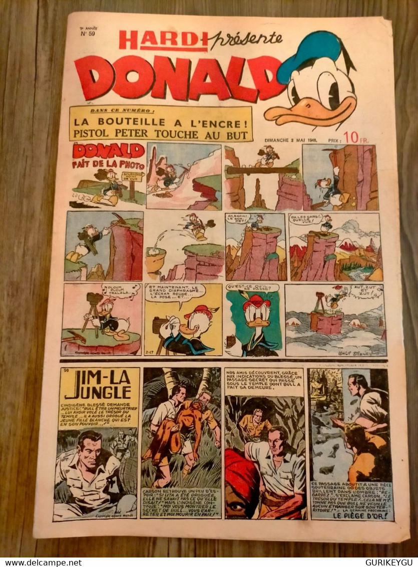 HARDI Présente DONALD N° 59 GUY L'ECLAIR Pim Pam Poum TARZAN  Richard Le Téméraire Jim MANDRAKE Luc Bradefer  02/05/1948 - Donald Duck