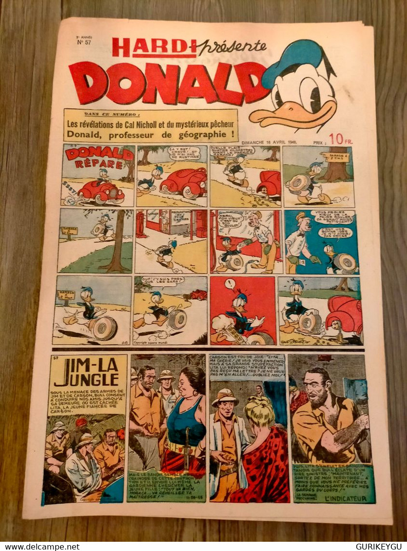 HARDI Présente DONALD N° 57 GUY L'ECLAIR Pim Pam Poum TARZAN  Richard Le Téméraire Jim MANDRAKE Luc Bradefer  18/04/1948 - Donald Duck