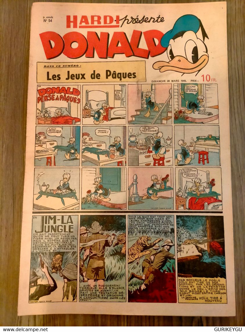 HARDI Présente DONALD N° 54 GUY L'ECLAIR Pim Pam Poum TARZAN  Richard Le Téméraire Jim MANDRAKE Luc Bradefer  28/03/1948 - Donald Duck