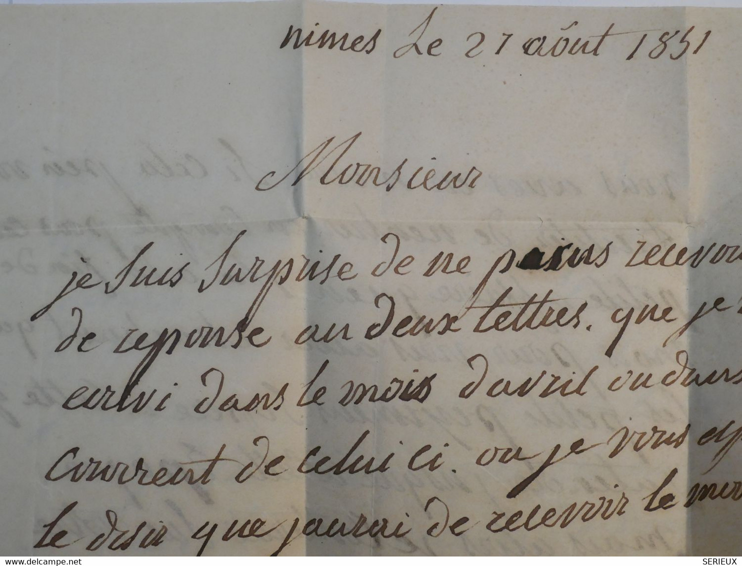 BG6 FRANCE BELLE LETTRE RR  20 08  1851 NIMES A ANDUZE   +CERES  N° 4  +++AFFR. INTERESSANT - 1849-1850 Cérès