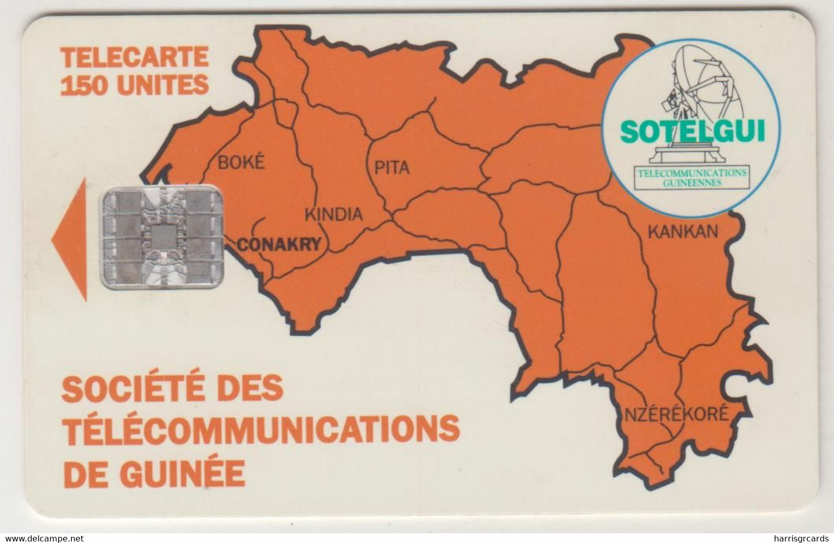 GUINEA - Map Of Guinea ,CN: C611xxxxx, 150 U, Used - Guinée