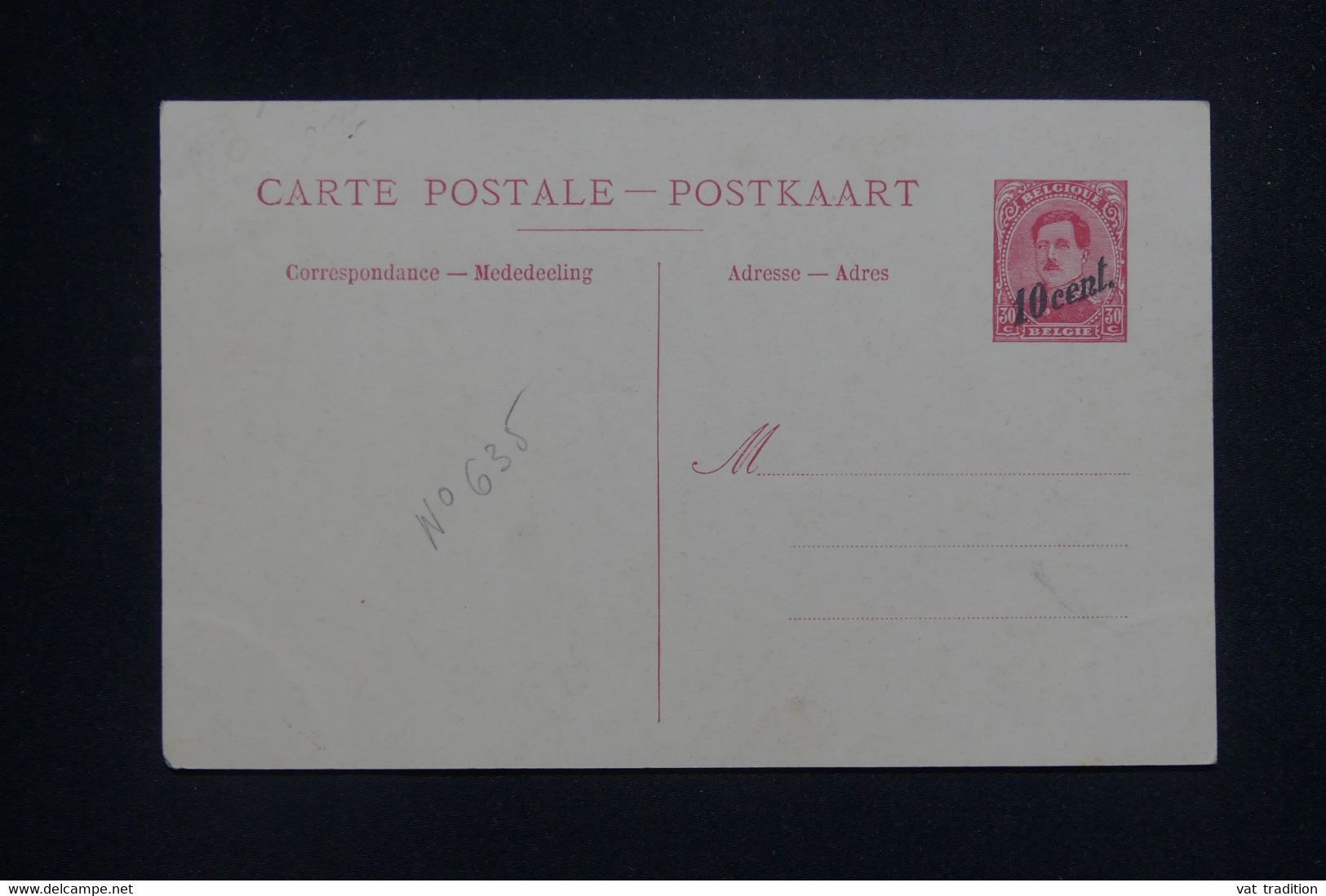 BELGIQUE - Entier Postal Surchargé 10 Cent Illustré Paquebot, Non Circulé - L 132592 - Tarjetas Transatlánticos