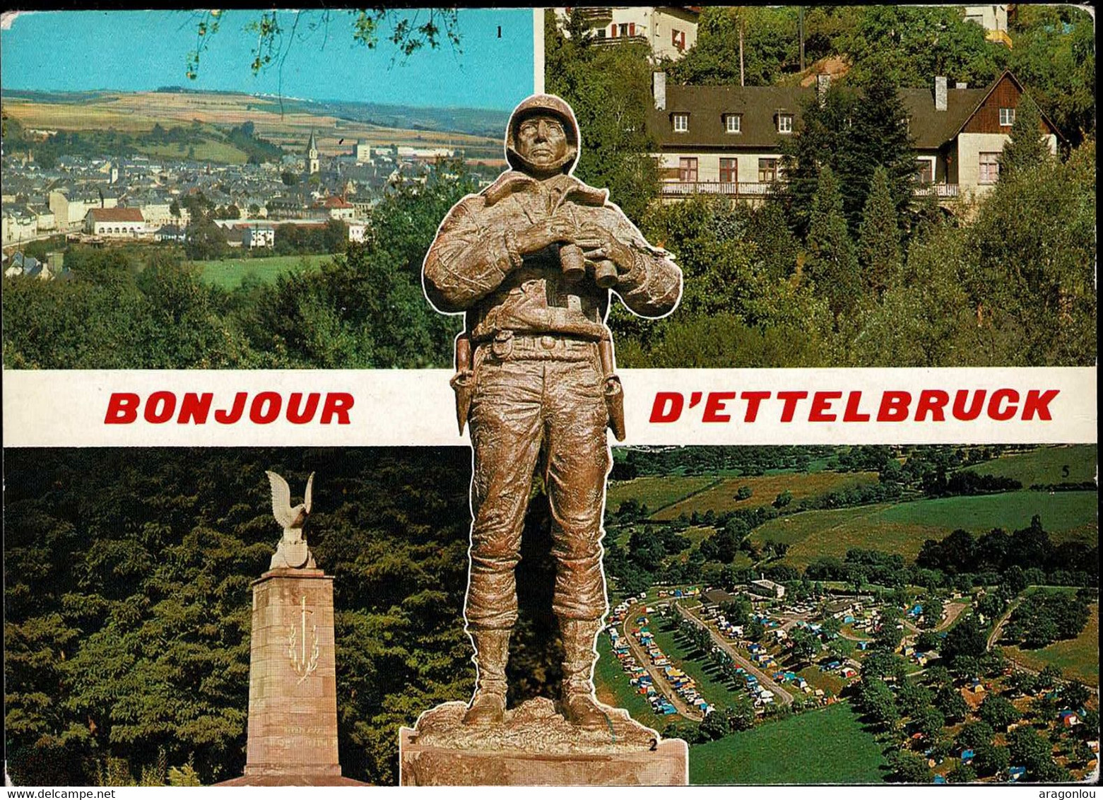 Luxembourg Luxemburg  Carte Postale Ettelbruck Statue & Monument Général Patton,Camping,Auberge Jeunesse - Ettelbrück