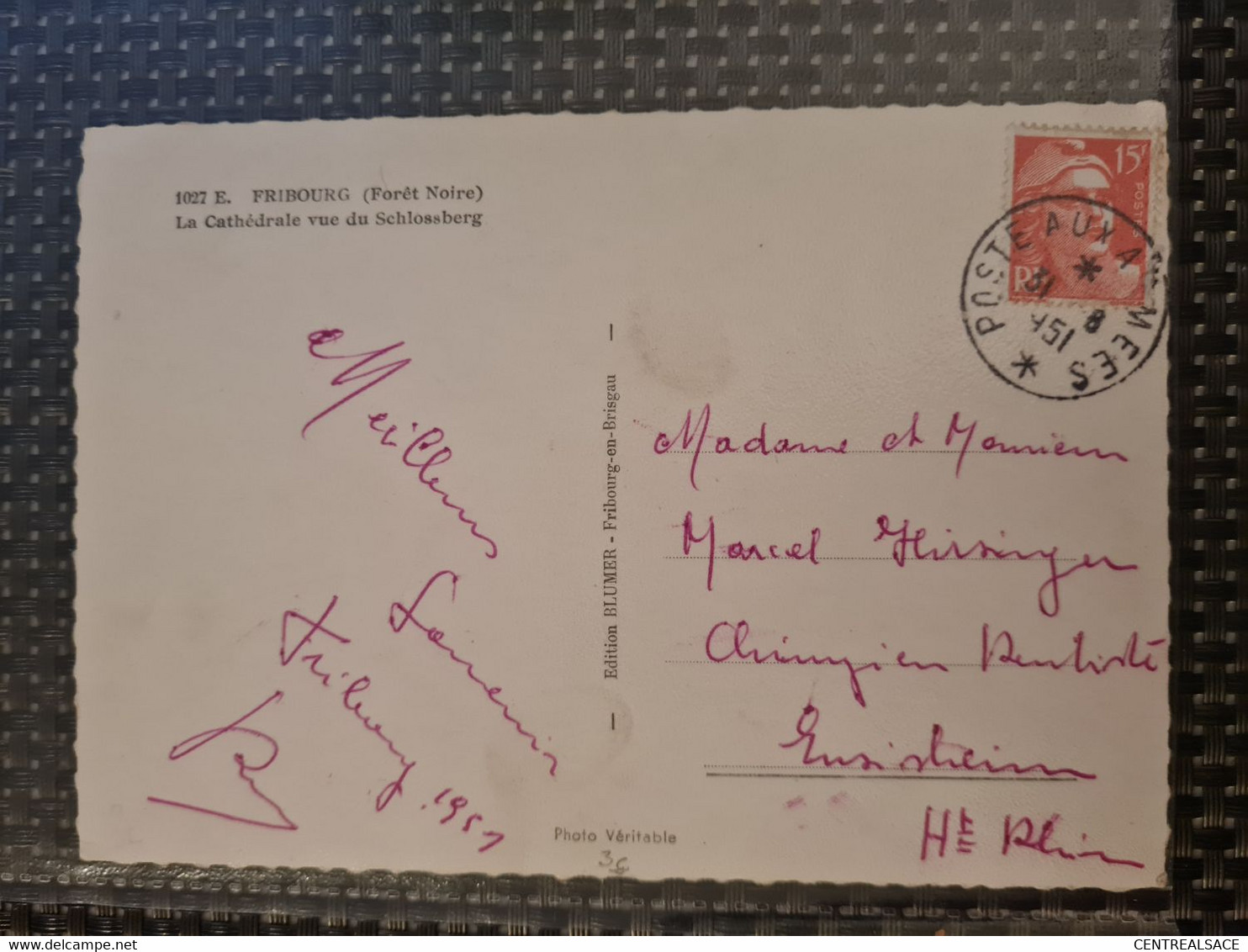 LETTRE Poste Aux Armées 1951 Sur Carte Fribourg Cathedrale Schlossberg - Sonstige & Ohne Zuordnung