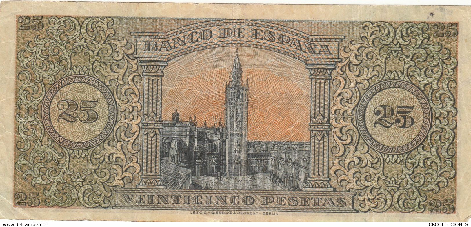 CRBS0463 BILLETE ESPAÑA 25 PESETAS 1938 MBC- 45 - 25 Peseten