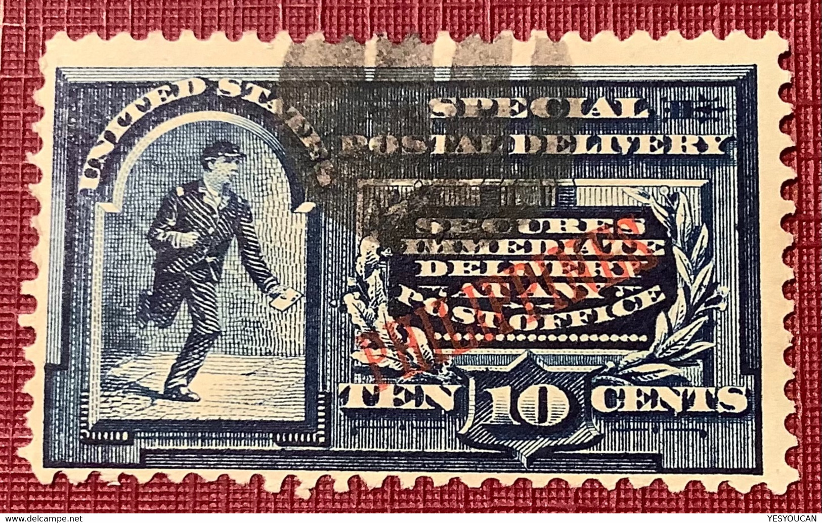 Philippines 1901 Scott E1 SURCHARGE On US SPECIAL DELIVERY STAMP 10c Dark Blue Used (Filipinas USA - Philippinen