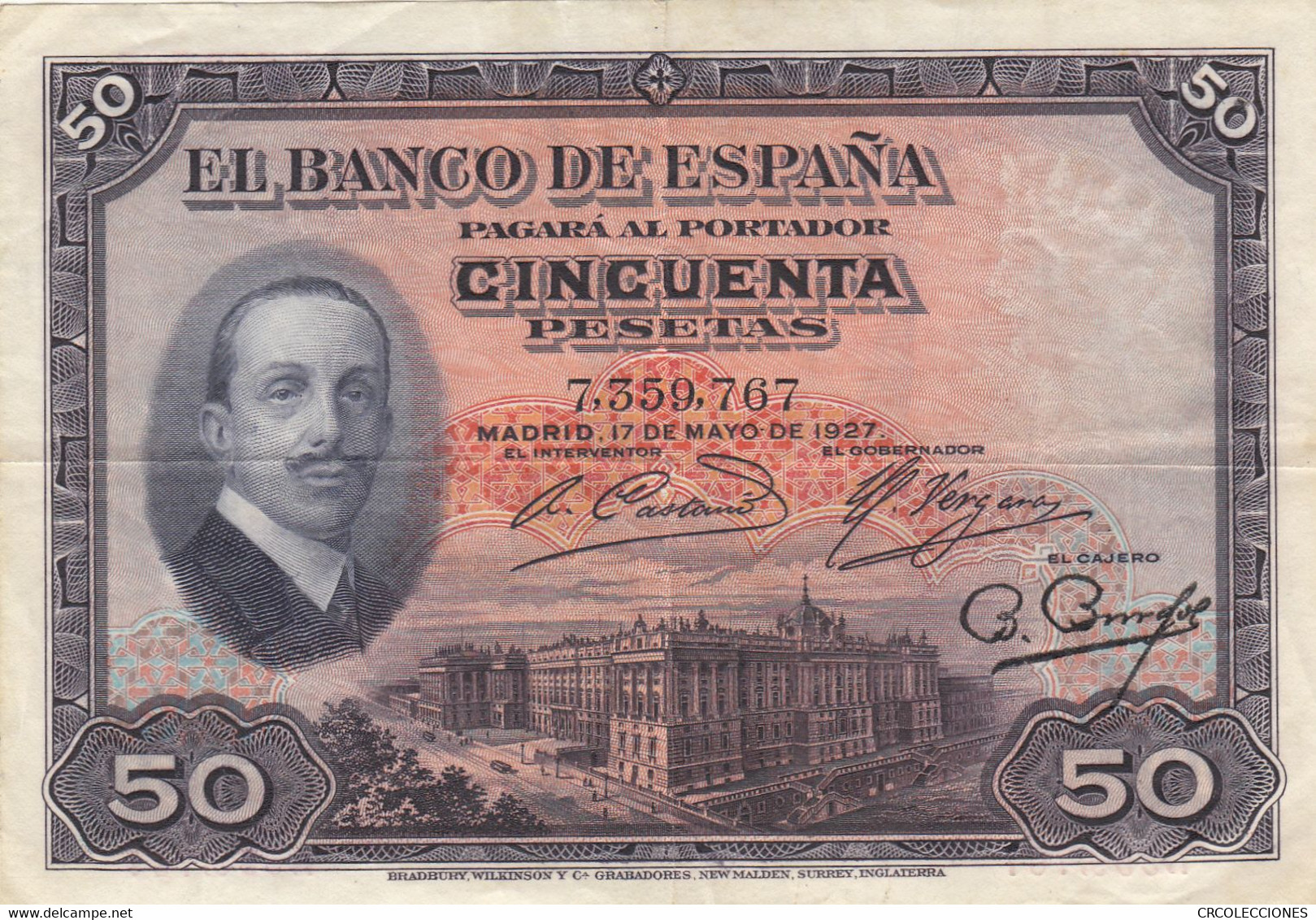 CRBS0469 BILLETE ESPAÑA 50 PESETAS 1927 MBC - 50 Peseten