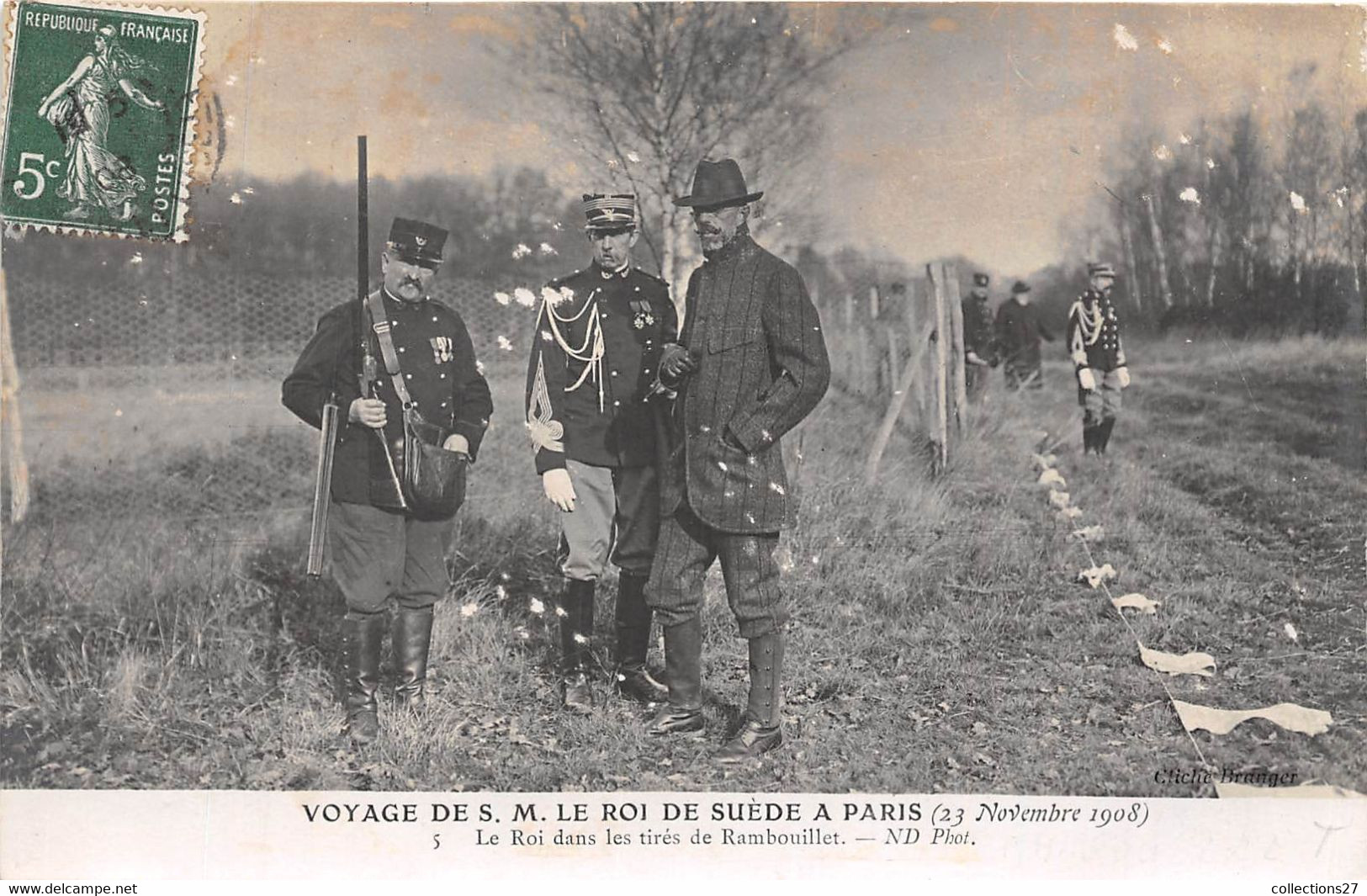 78-RAMBOUILLET-VOYAGE DE S.M.M. LE ROI DE SUEDE A PARIS-23/11/1908 LE ROI DANS LES TIRES DE RAMBOUILLET - Rambouillet