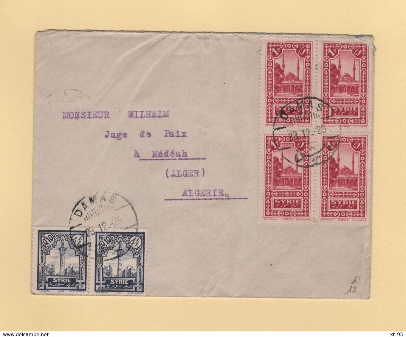 Syrie - Damas - 1925 - Destination Algerie - Covers & Documents