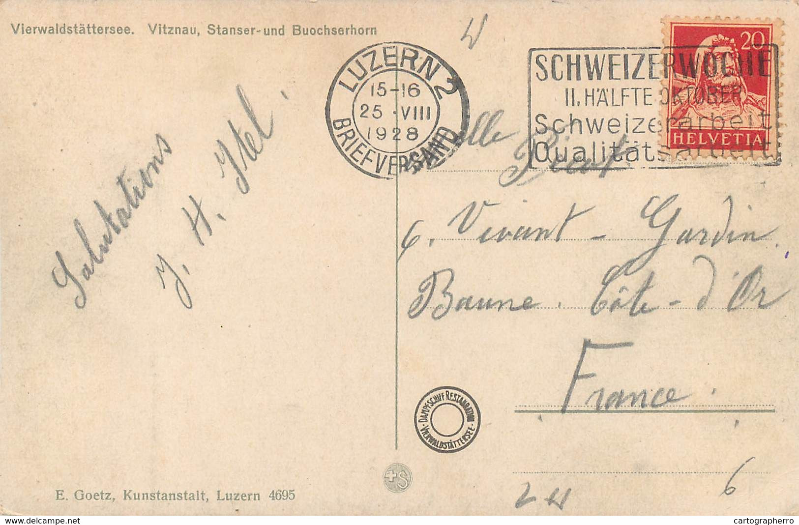 Europe Switzerland Zurich USTER Vierwaldstattersee Vitznau Stanser-und Buochserhorn 1928 Postcard - Uster