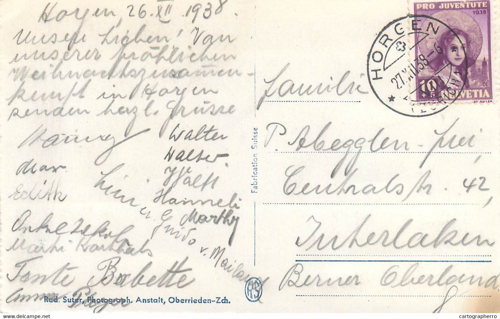 Europe Switzerland Zurich HORGEN Und Die Glarneralpen 1938 Postcard - Horgen