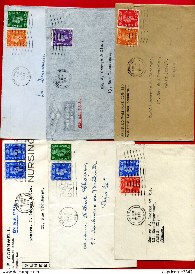 6 Lettres Courrier Vers La France - Tp Georges VI - Covers & Documents