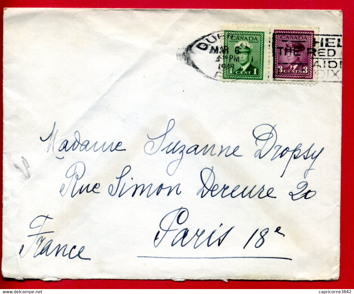 1948 - Lettre Du Canada Pour Paris - Tp Charles VI N° Yt 205 + 207 - Brieven En Documenten