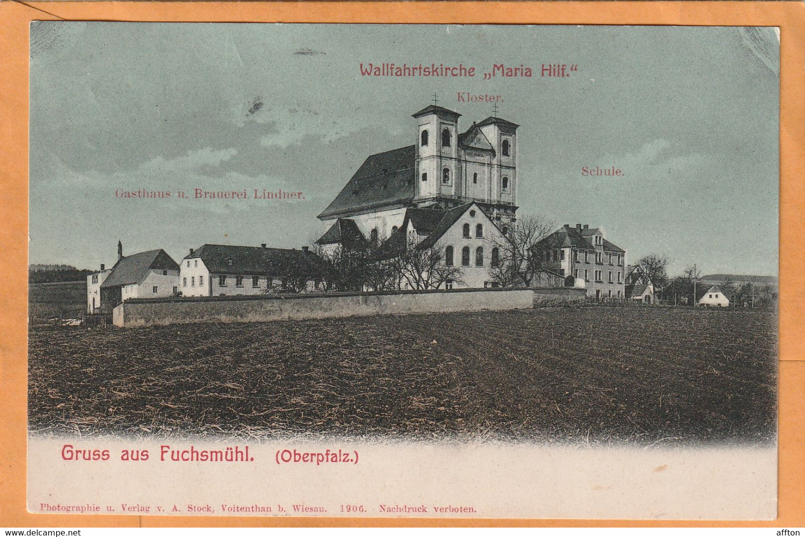 Gruss Aus Fuchsmuhl Germany 1906 Postcard - Tirschenreuth