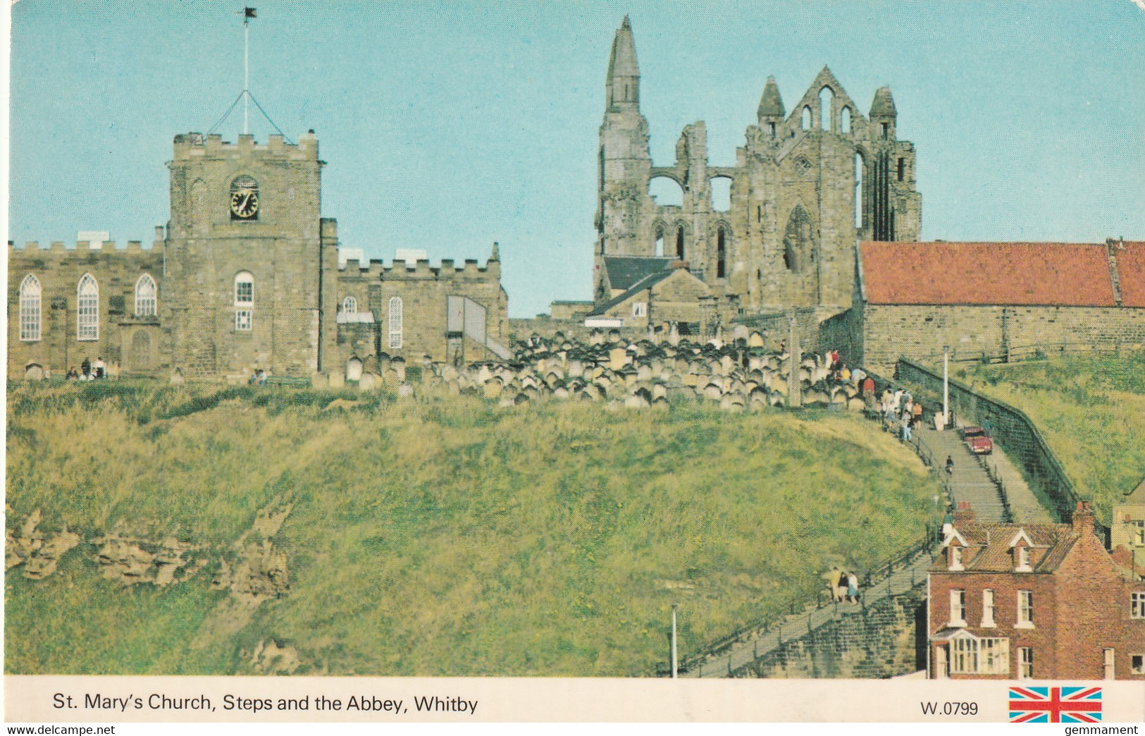 WHITBY - ST MARYS CHURCH, STEPS AND ABBEY - Whitby