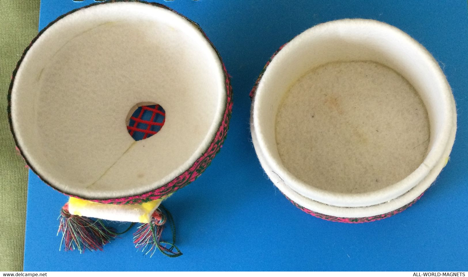 Vintage Decorative Felt Fabric Kyrgyzstan Yurta Box with lid, from Kyrgyzstan