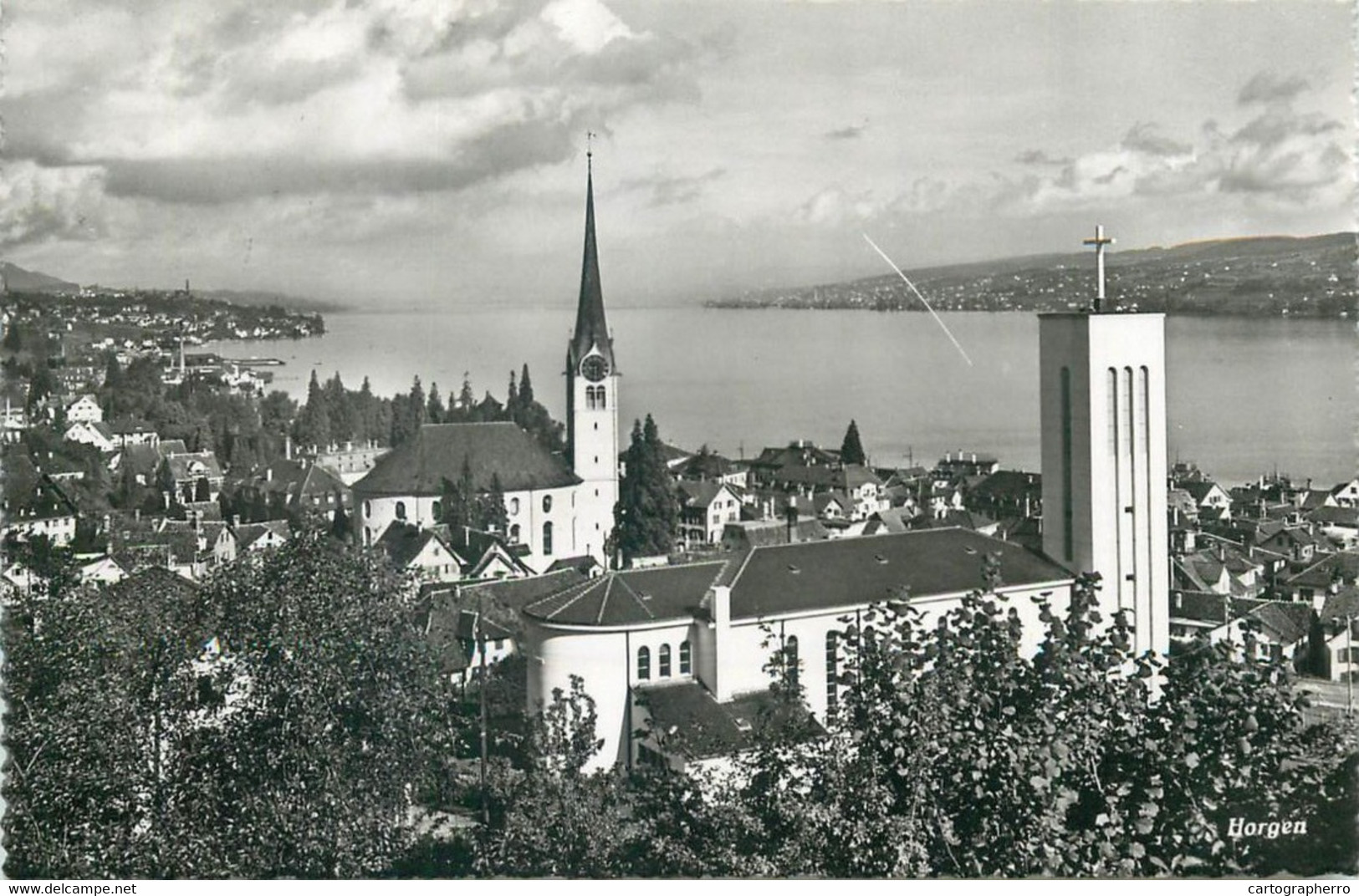 Switzerland Zurich HORGEN Church View 1952 Postcard - Horgen