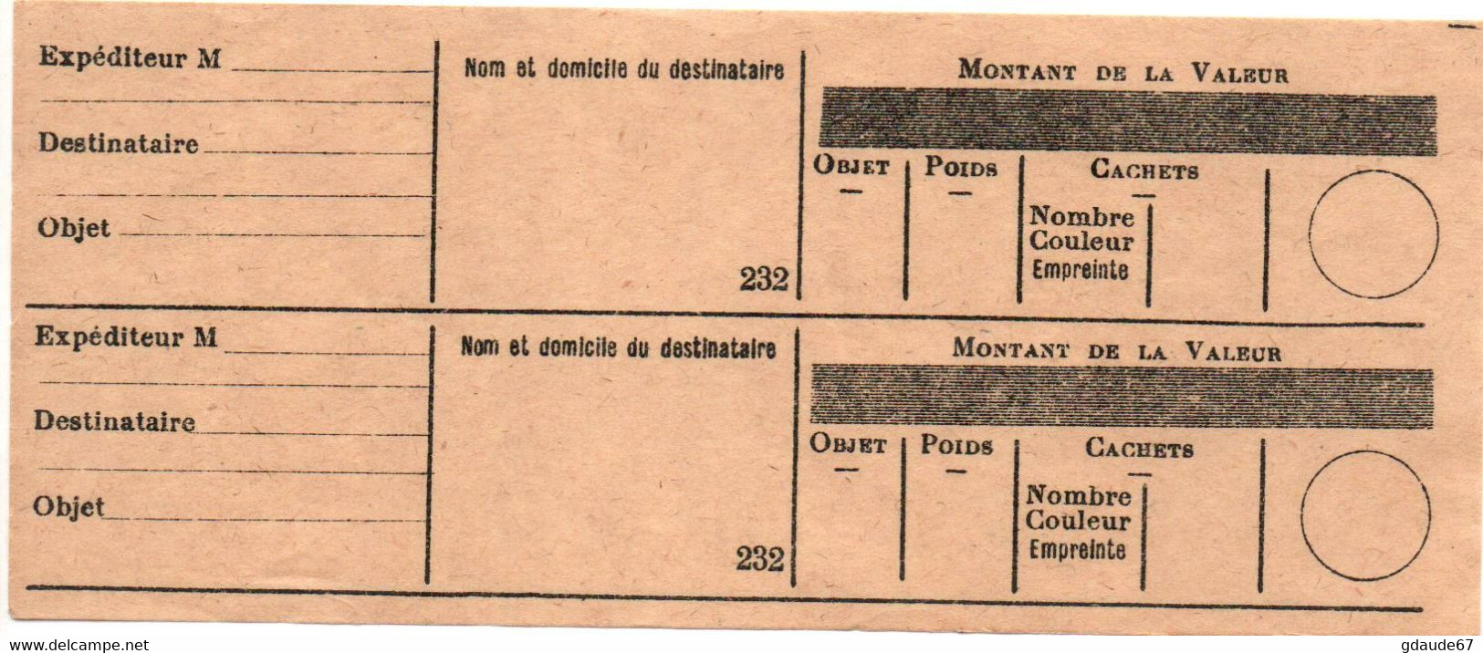 POSTE ENFANTINE - DOCUMENT POSTAL FICTIF - MONTANT DE LA VALEUR (COULEUR NOIR) - Fictifs