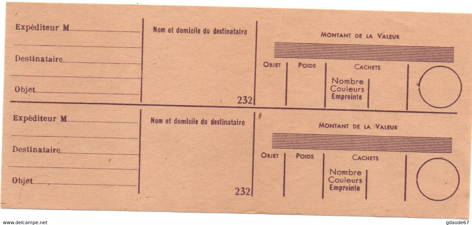 POSTE ENFANTINE - DOCUMENT POSTAL FICTIF - MONTANT DE LA VALEUR (COULEUR VIOLET) - Fictifs