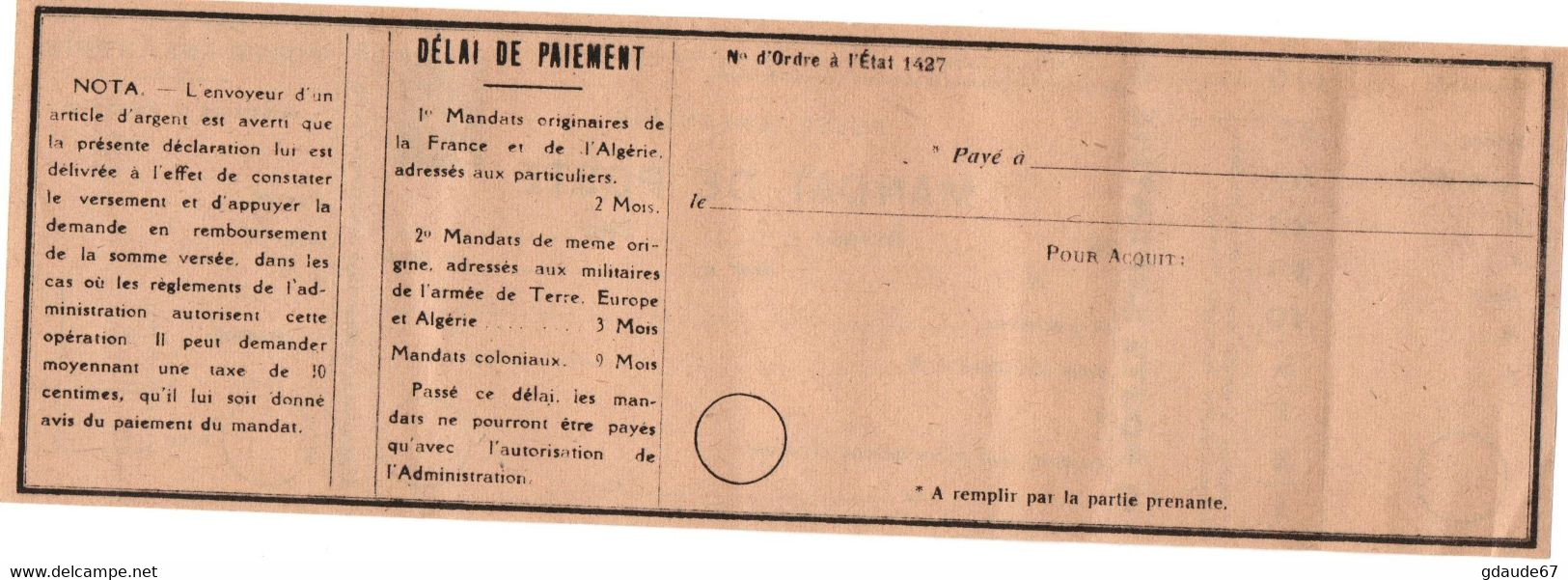 POSTE ENFANTINE - MANDAT DE POSTE FICTIF - PSEUDO ENTIER - Finti